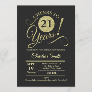 Invitation 21e fête d'anniversaire - Chalkboard Gold