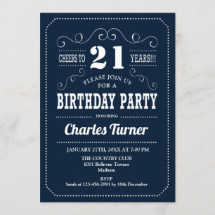 Invitation 21e fête d'anniversaire - Marine White