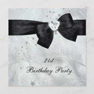 Invitation 21e fête d'anniversaire Noir Blanc