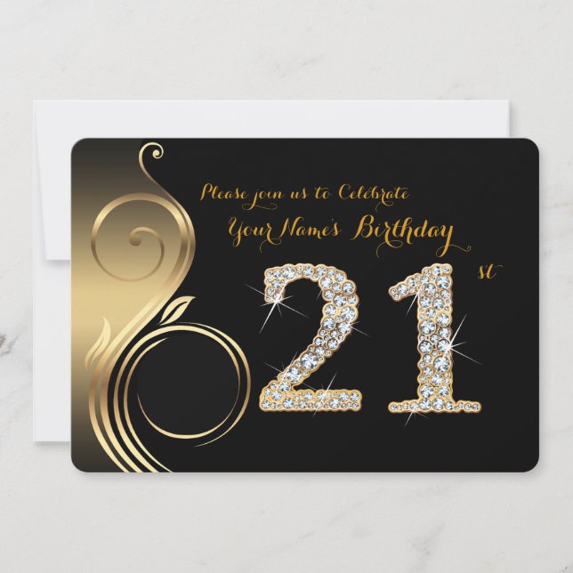Invitation 21e,Invitation d'anniversaire,Numéro Diamant,Photo (Devant)