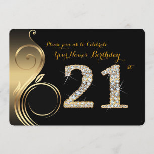 Invitation 21e,Invitation d'anniversaire,Numéro Diamant,Photo