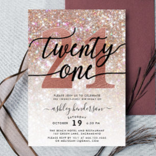 Invitation 21e Parties scintillant Champagne Anniversaire