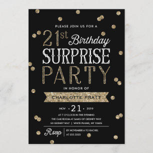 Invitation 21e Parties scintillant Confetti Surprise Party In