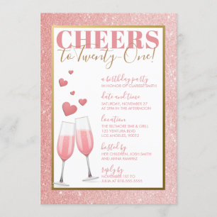 Invitation 21ème ANNIVERSAIRE   CHAMPAGNE ROSE
