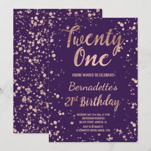 Invitation 21ème anniversaire d'or de confettis