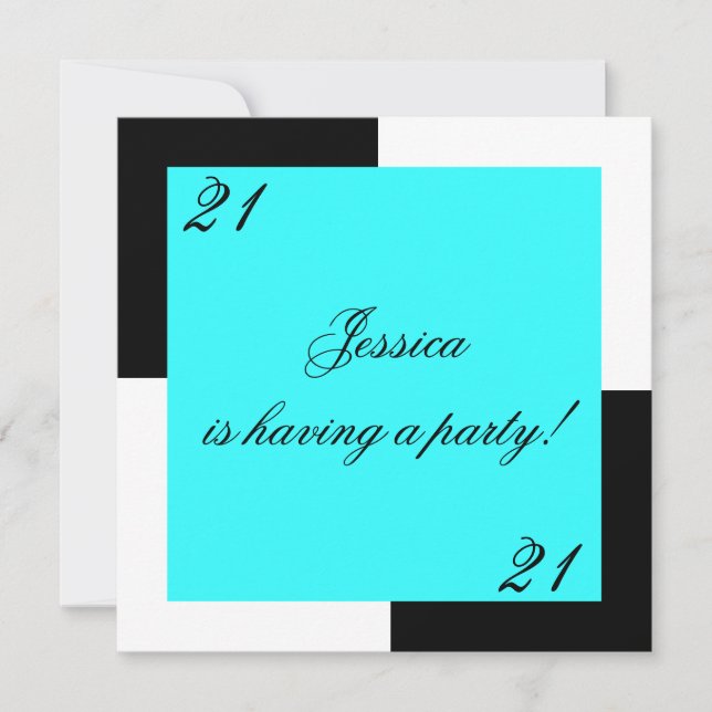 Invitation 21ème bleu simple de fête d'anniversaire de (Devant)