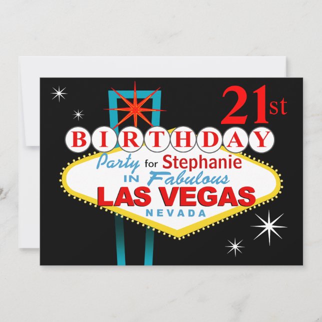 Invitation 21ème fête d'anniversaire de Las Vegas (Devant)
