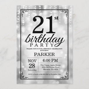 Invitation 21ème Parties scintillantes d'argent d'invitation