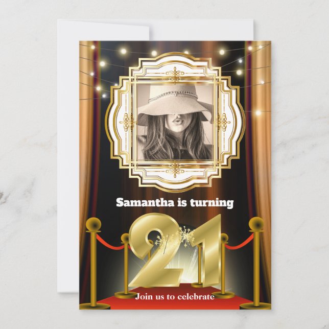 Invitation 21ème tapis rouge hollywood VIP or photo party Inv (Devant)