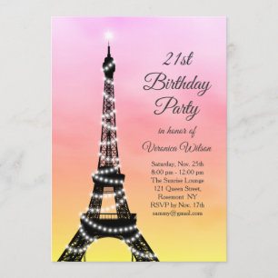 Invitation 21èmes rose/corail de scintillement d'anniversaire