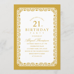 Invitation 21èmes simple élégant de fête d'anniversaire