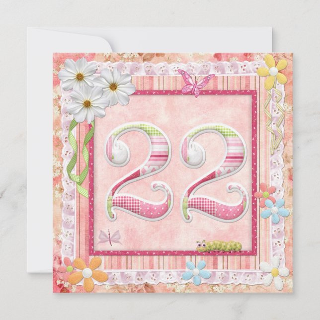 Invitation 22ème anniversaire style scrapbooking (Devant)