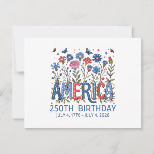 Invitation 250 Ans Anniversaire Amérique États-Unis 250e Anni