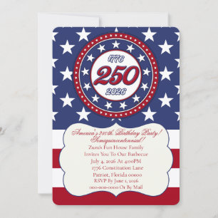 Invitation 250e anniversaire d'Amérique avec le drapeau des É