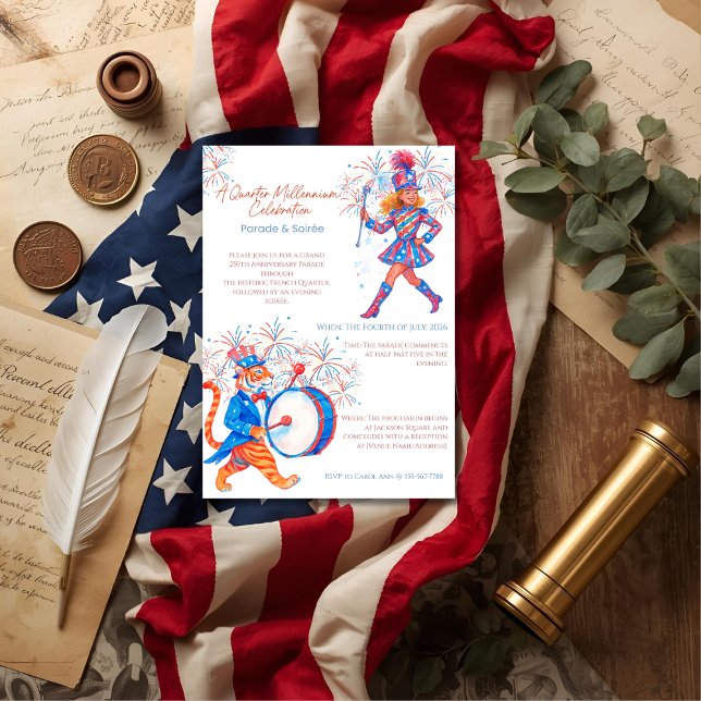 Invitation 250e Anniversaire Parade patriotique & Soiree (250th Anniversary Patriotic Parade & Soiree Invitation)