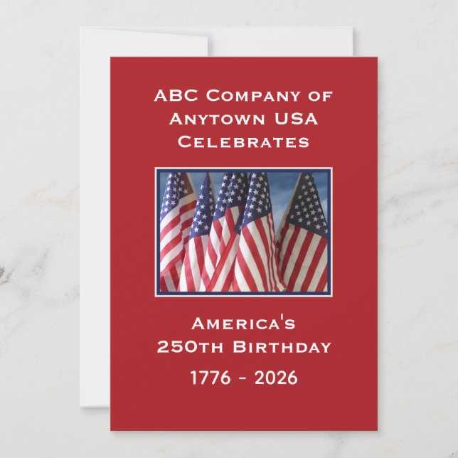 Invitation 250th Anniversary USA Patriotic American Flags BBQ (Devant)