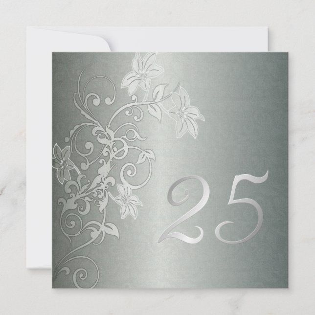 Invitation 25 Ans de Mariage Argent Damassé (Devant)