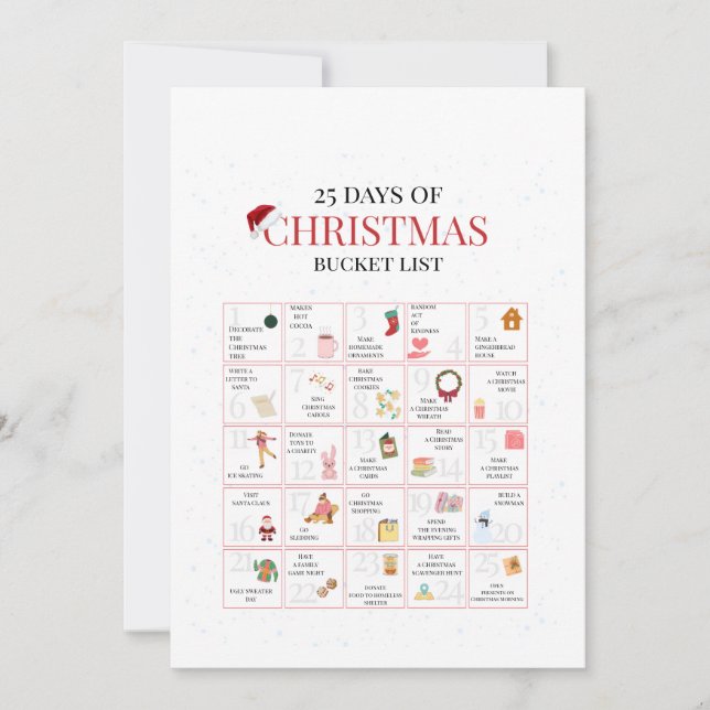 Invitation 25 Days of Christmas Bucket List Art (Devant)