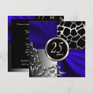 Invitation 25e Anniversaire Bleu Toutes Occasions