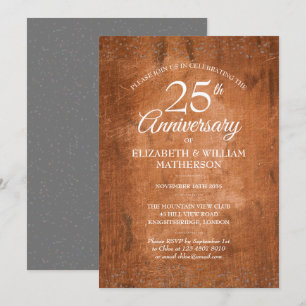 Invitation 25e anniversaire Boho Rustique Boho Argent Stardus