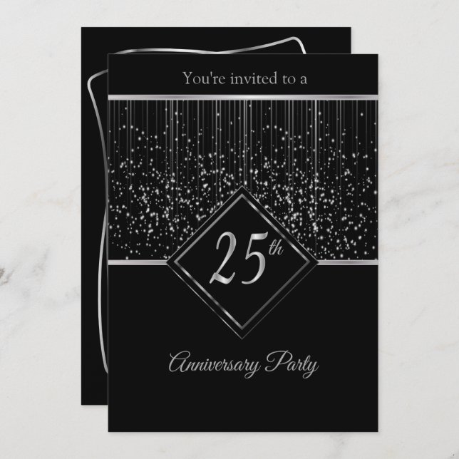 Invitation 25e anniversaire d'argent avec Starlights (Devant / Derrière)