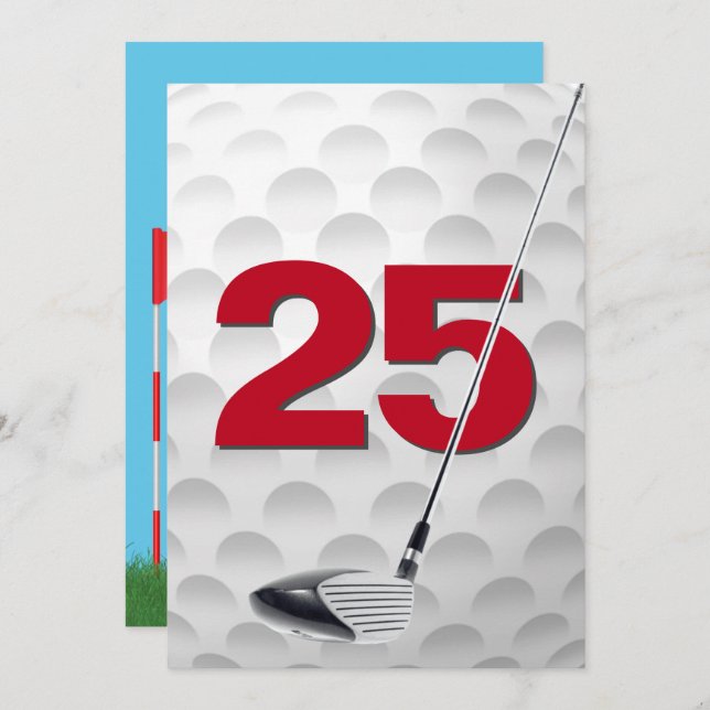 Invitation 25e Anniversaire de la fête de golf Thème (Devant / Derrière)