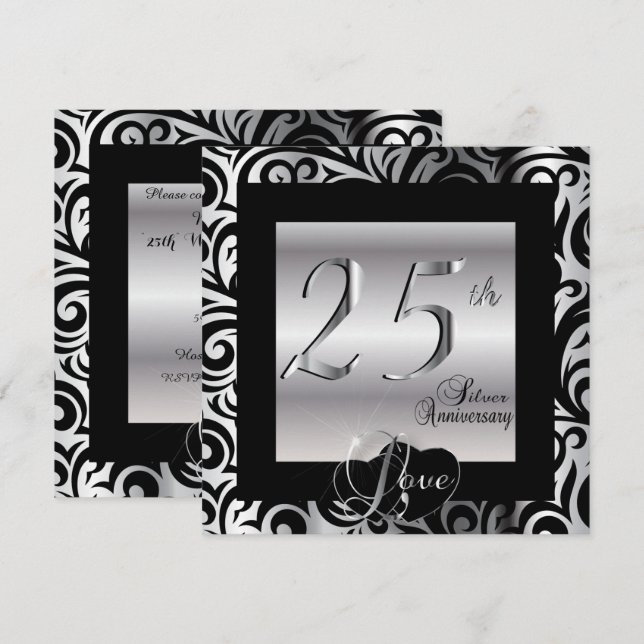 Invitation 25e anniversaire de mariage (Devant / Derrière)