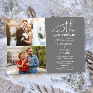 Invitation 25e anniversaire de mariage alors et maintenant 2