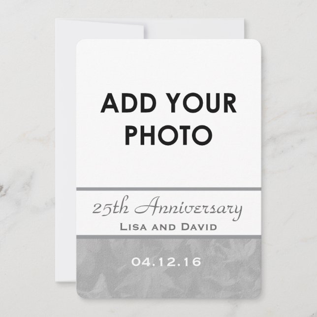Invitation 25e Anniversaire de Mariage Argent Feuilles Atténu (Devant)