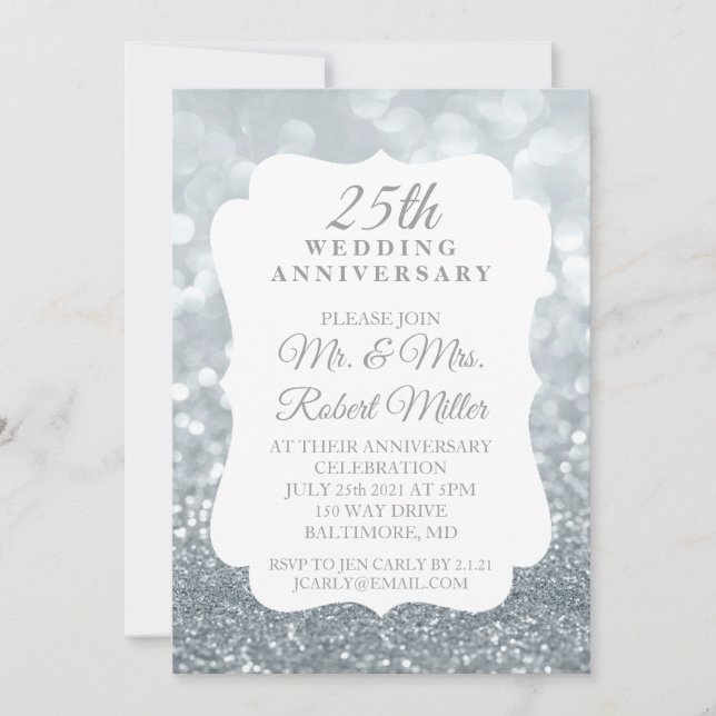 Invitation - 25e anniversaire de Mariage Argent mo (Devant)