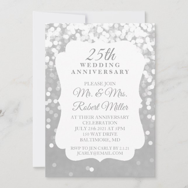 Invitation - 25e anniversaire de Mariage Argent mo (Devant)