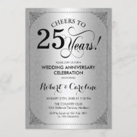 25e anniversaire de mariage - Damassé noir argenté