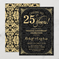 25e anniversaire de mariage - Damassé noir or