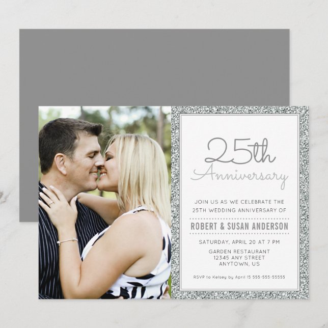 Invitation 25e anniversaire de mariage faux paille (Devant / Derrière)