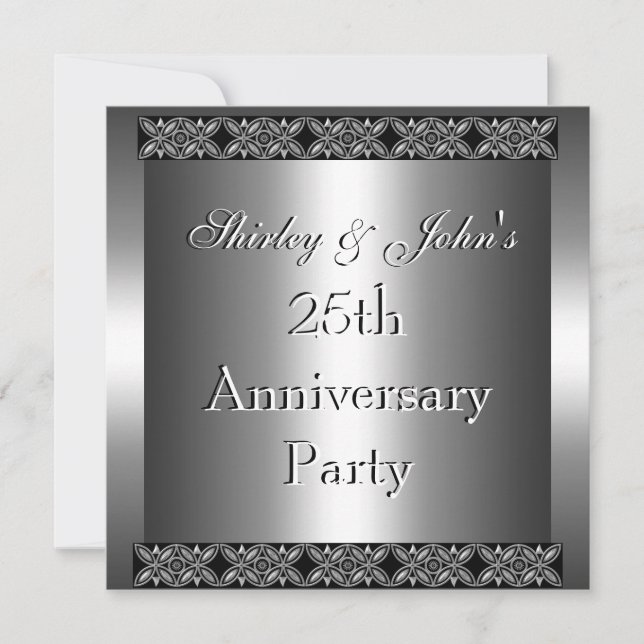 Invitation 25e anniversaire de mariage fête argent (Devant)