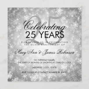 Invitation 25e anniversaire de mariage Hiver Merveilleux Arge