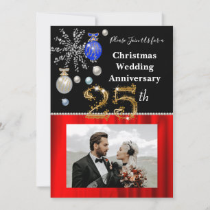 Invitation 25e anniversaire de mariage & Or Fête des Fêtes