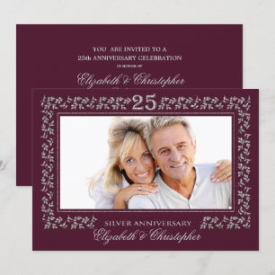 Invitation 25e Anniversaire de Mariage Plum Argent Photo