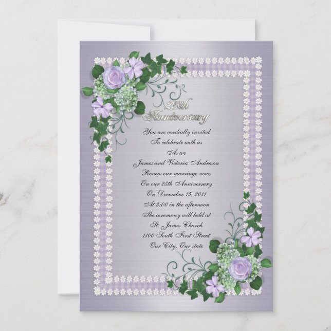 Invitation 25e anniversaire de mariage renouvellement de vœux (Devant)