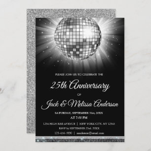 Invitation 25e anniversaire de Mariage soirée boule Disco Arg