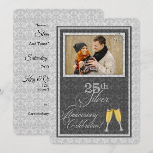 Invitation 25e anniversaire de noces d'argent avec photo