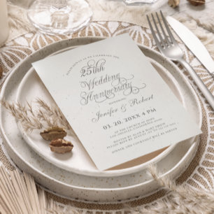 Invitation 25e anniversaire du Mariage argent et gris
