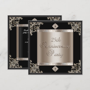 Invitation 25e anniversaire du Mariage Art déco Black Sepia
