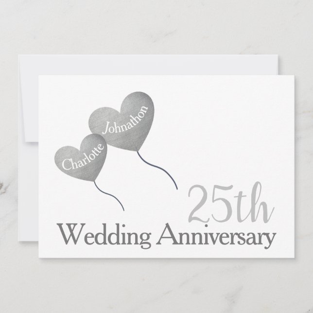 Invitation 25e anniversaire du Mariage ballon d'argent (Devant)