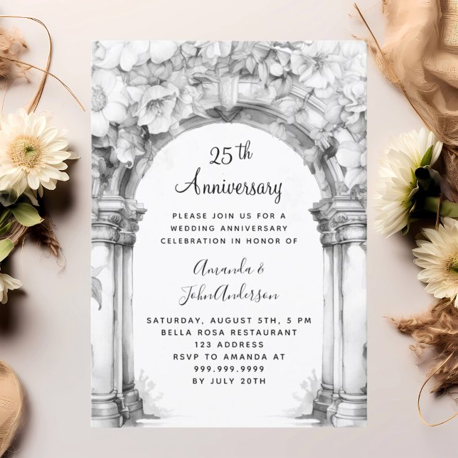 Invitation 25e anniversaire du mariage de l'arc floral (Créateur téléchargé)