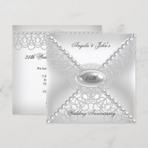 Invitation 25e anniversaire du Mariage Elegant Pearl White