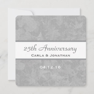 Invitation 25e anniversaire du Mariage Feuilles émaillés d'ar
