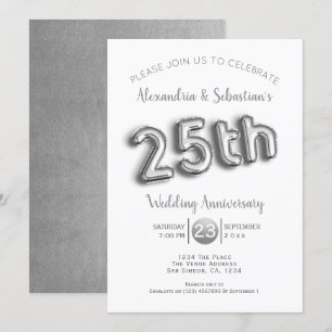 Invitation 25e anniversaire du Mariage Personnalisé Faux Arge