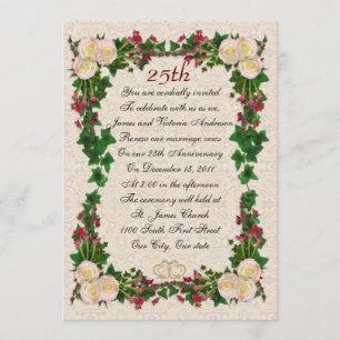 Invitation 25e anniversaire du Mariage renouvellement du voeu