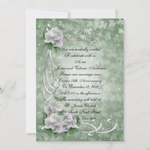 Invitation 25e anniversaire du Mariage vow renouveau Roses bl